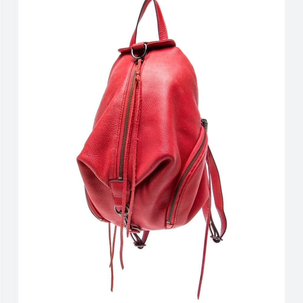 Rebecca Minkoff Red Pebbled Leather Julian Backpack - Silver Hardware - Picture 6 of 6